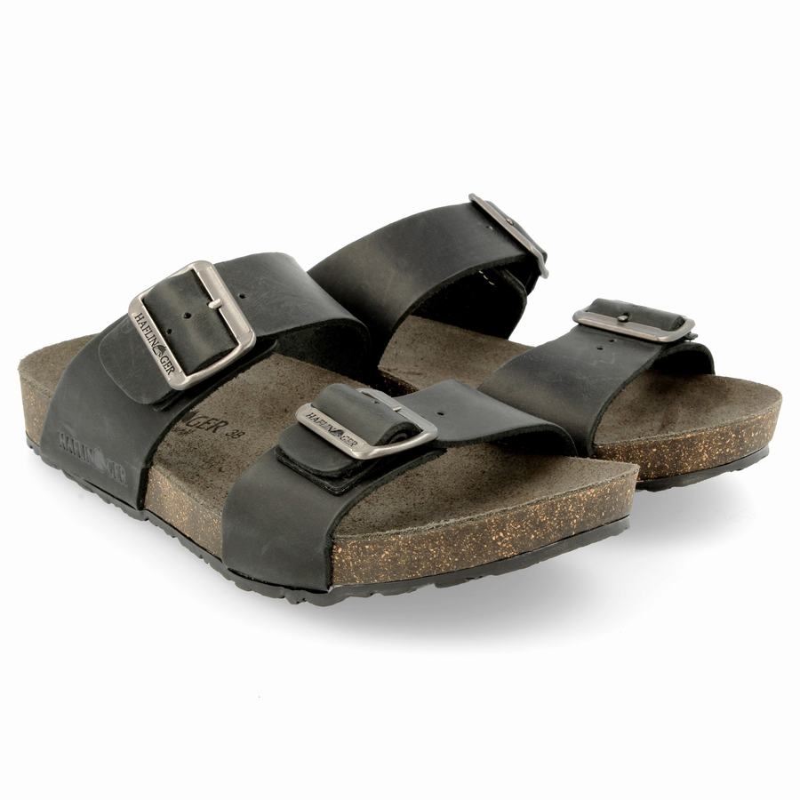 Haflinger Andrea Unlined Sandalen Herren Schwarz | PRG798QX