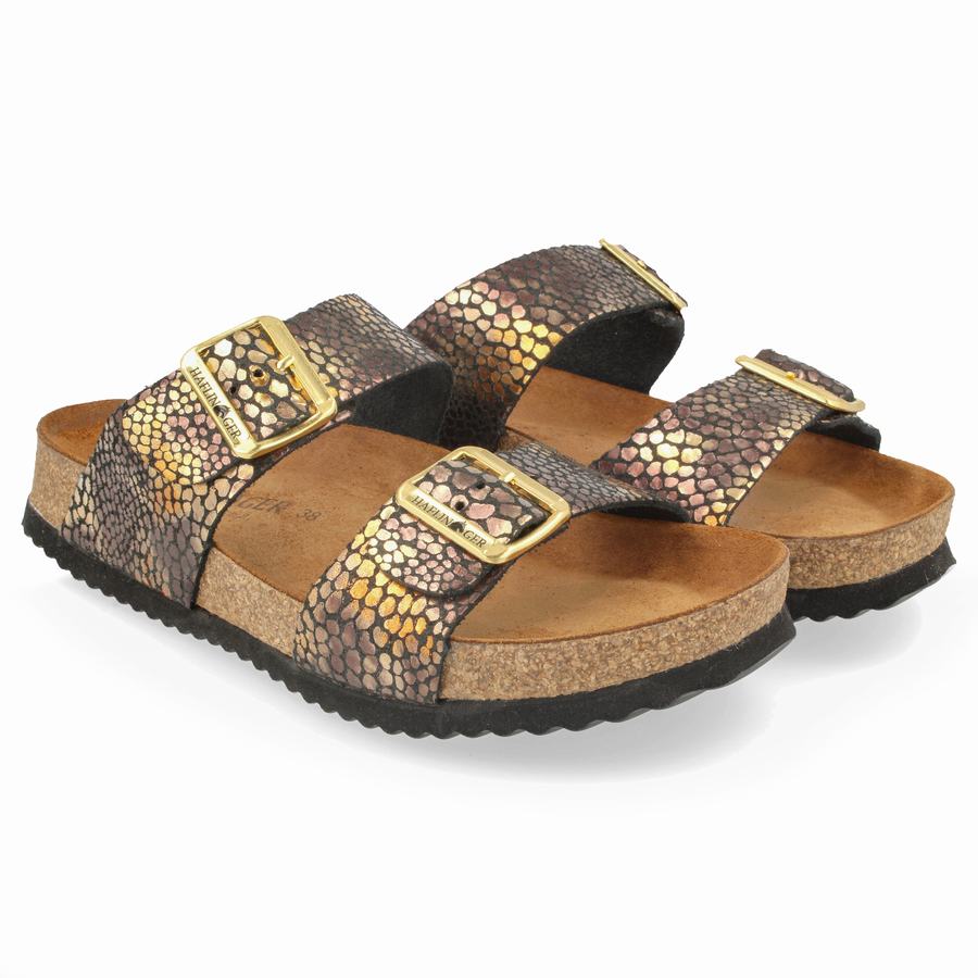 Haflinger Andrea Unlined Sandalen Herren Gold | VPF1980DV