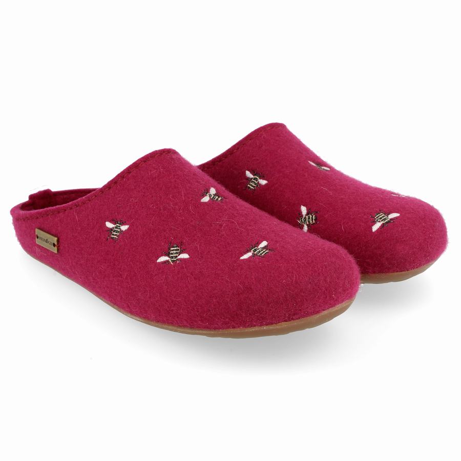 Haflinger Api weicher Sohle Hausschuhe Damen Rosa Rot | XNK9584GU