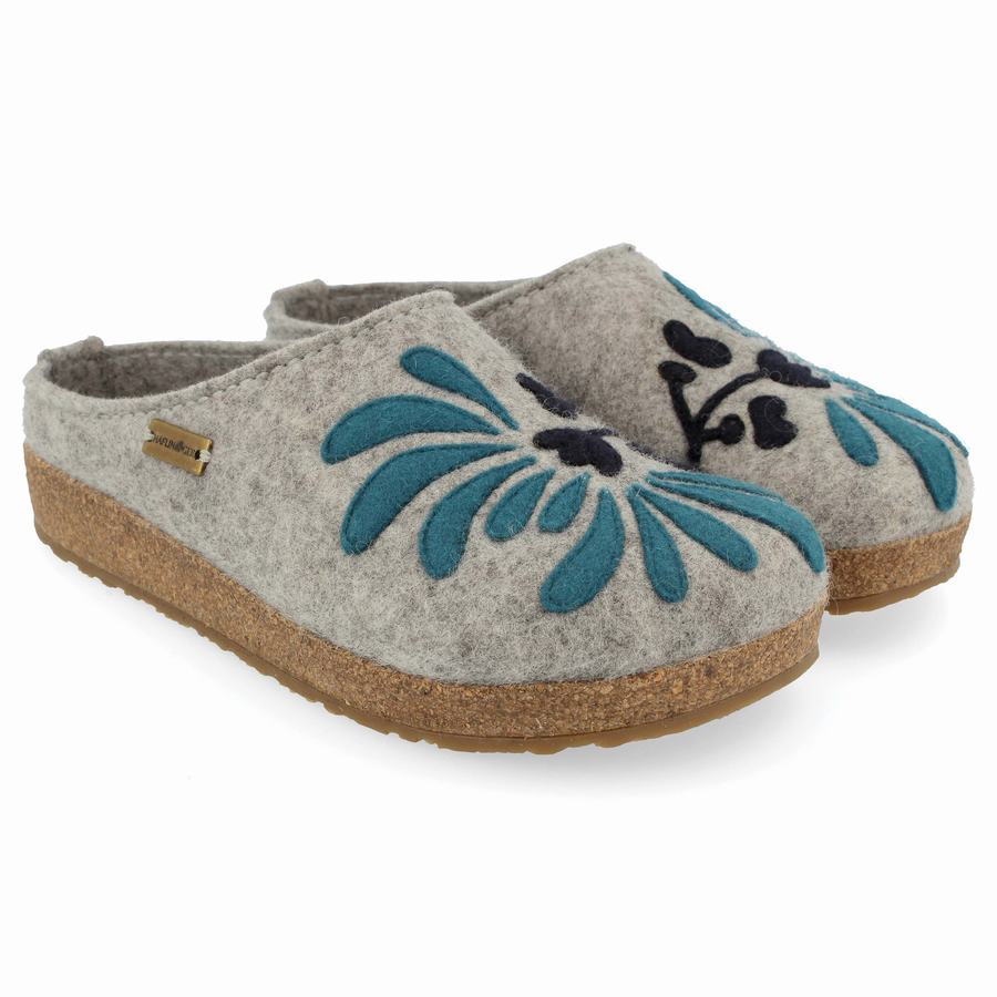 Haflinger Blooming Clogs Damen Silber Grau | RFM233MQ