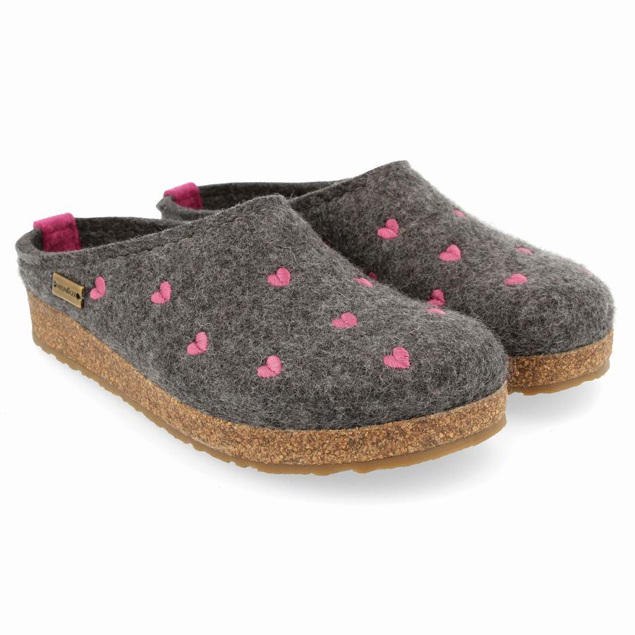 Haflinger Cuoricini Clogs Damen Grau | SOK9680UD