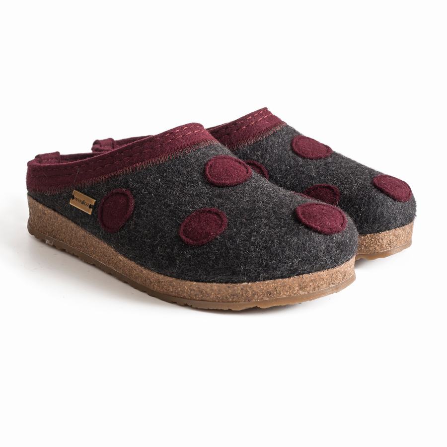 Haflinger Dotty Clogs Damen Dunkelgrau | IGV8716LX