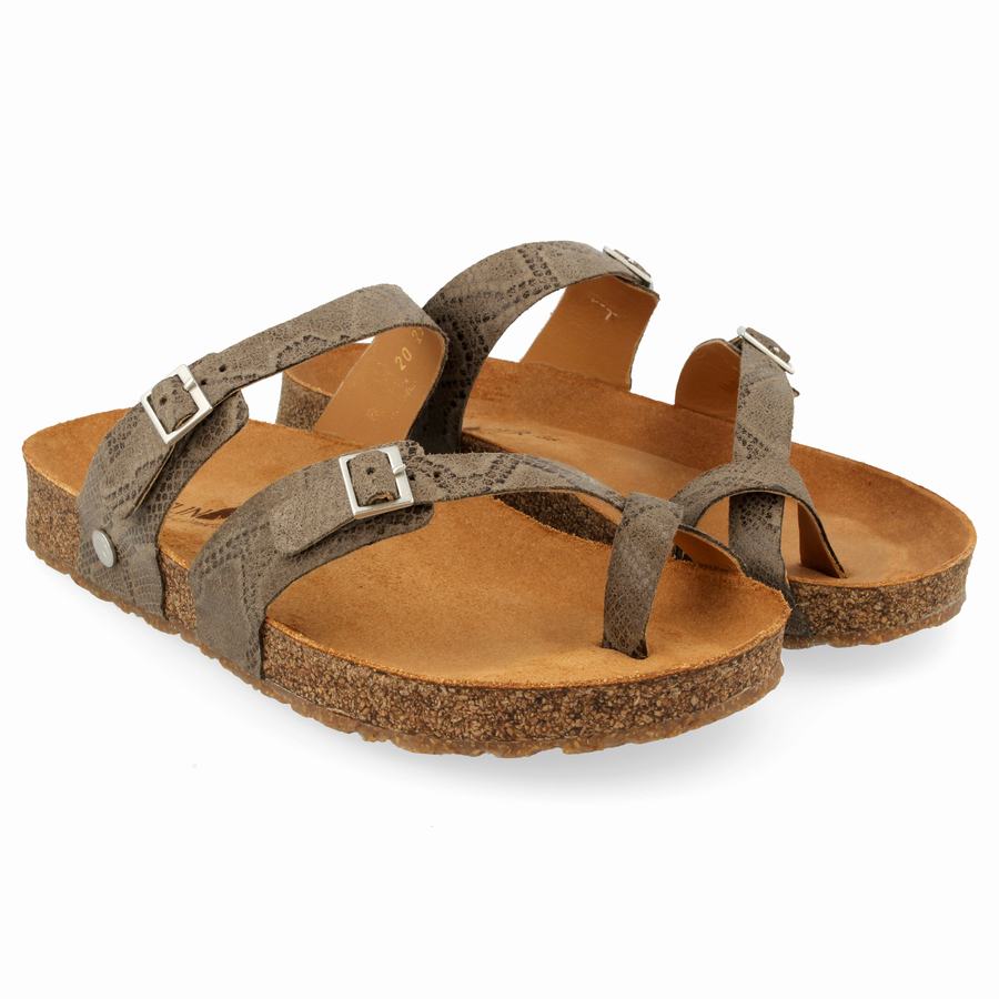 Haflinger Hedda Sandalen Damen Grau Braun | EUE3010PZ