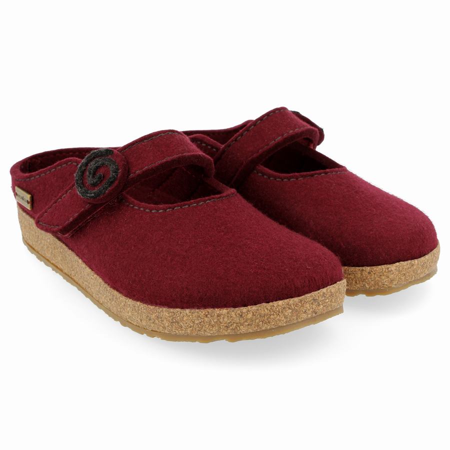 Haflinger Alice Wolle Clogs Damen Tiefesrot | PMN5181TF