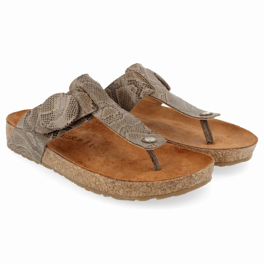 Haflinger Big Schnallen Corinna Sandalen Damen Grau Braun | REK525TS