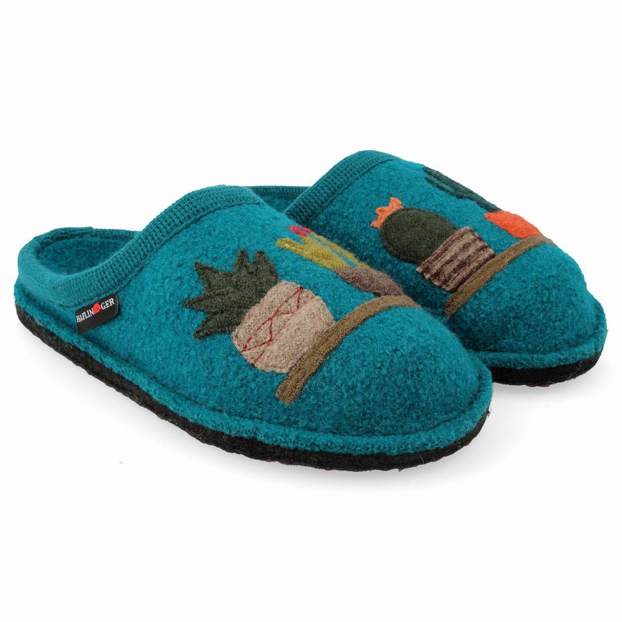 Haflinger Cactus Novelty Hausschuhe Damen Blau | DXA5789YR