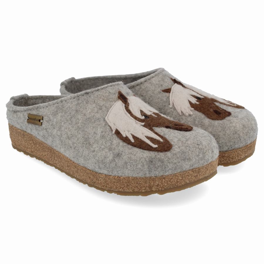 Haflinger Cavallo Clogs Damen Silber Grau | YUZ6557WB