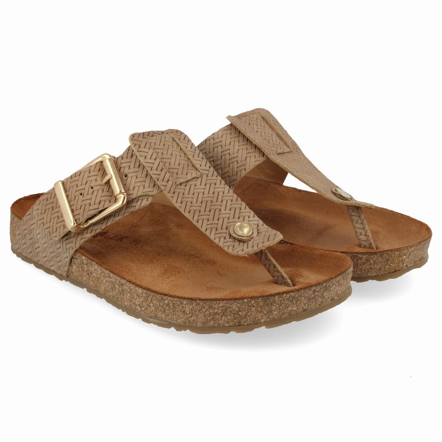 Haflinger Cora Sandalen Damen Grau Braun | PYF1655NE