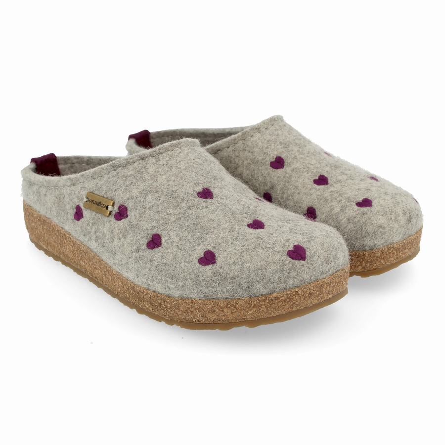 Haflinger Cuoricini Clogs Damen Silber Grau | VDA6470IS