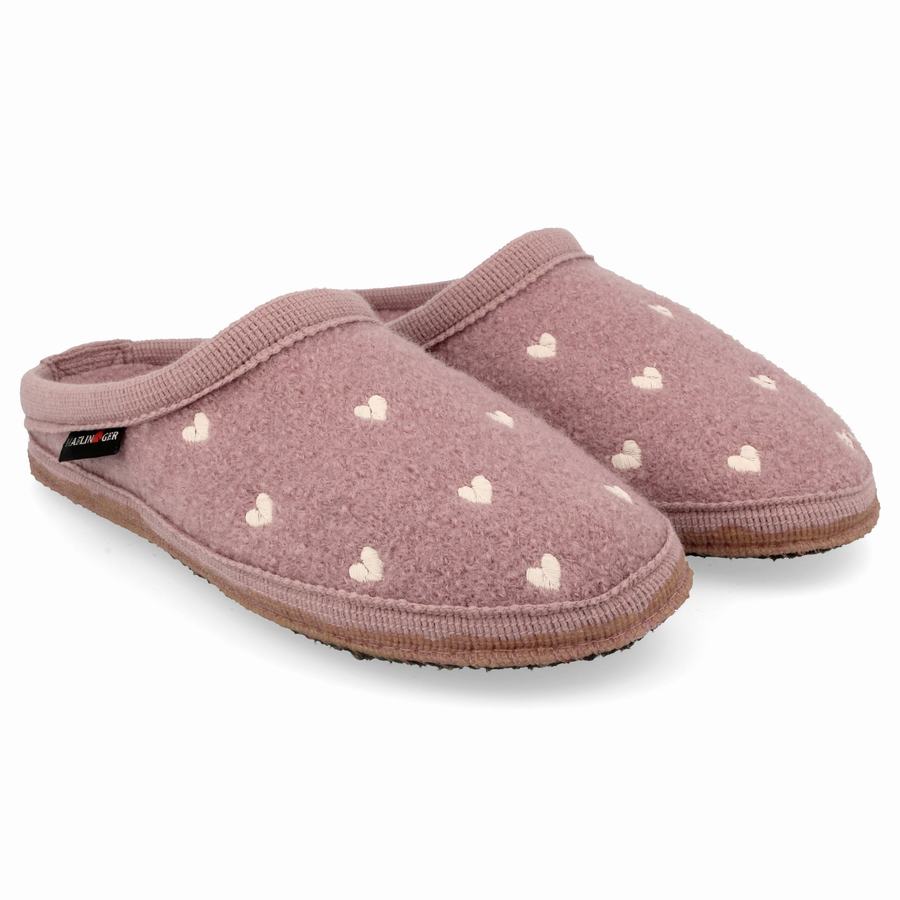 Haflinger Hearts weicher Sohle Hausschuhe Damen Rosa | ASV8081MM