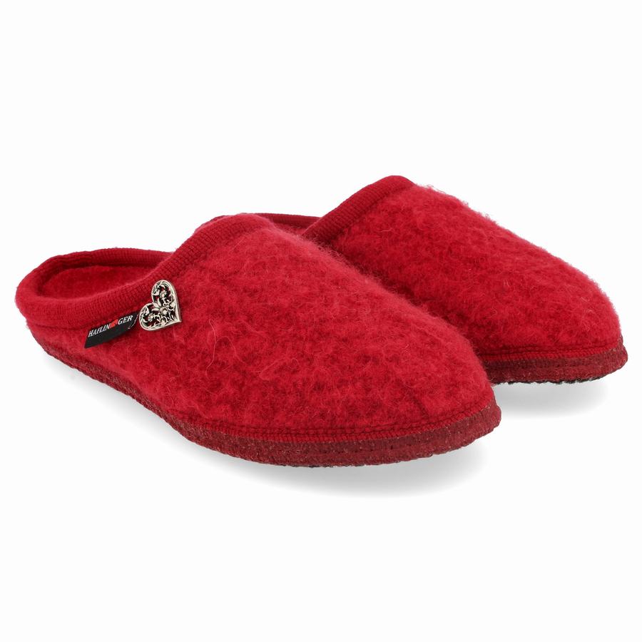 Haflinger Herzerl weicher Sohle Hausschuhe Damen Rot | SRA4542RN