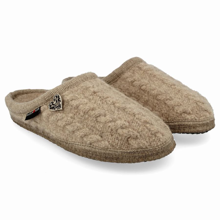 Haflinger Herzerl weicher Sohle Hausschuhe Damen Beige | VNU6570AL