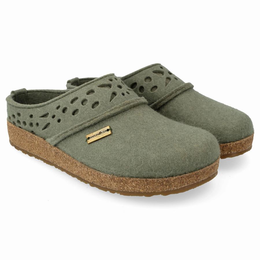 Haflinger Lacey Clogs Damen Grün | SYU1268KH