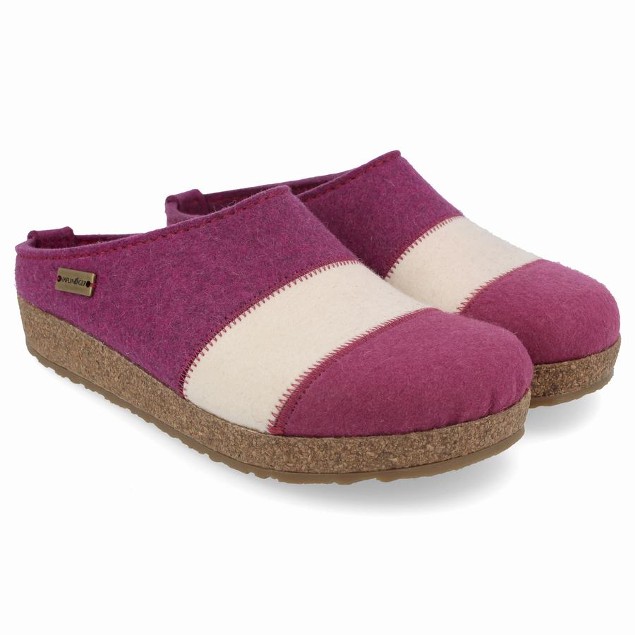 Haflinger Lines Clogs Herren Lila Weiß | SDS6537GP