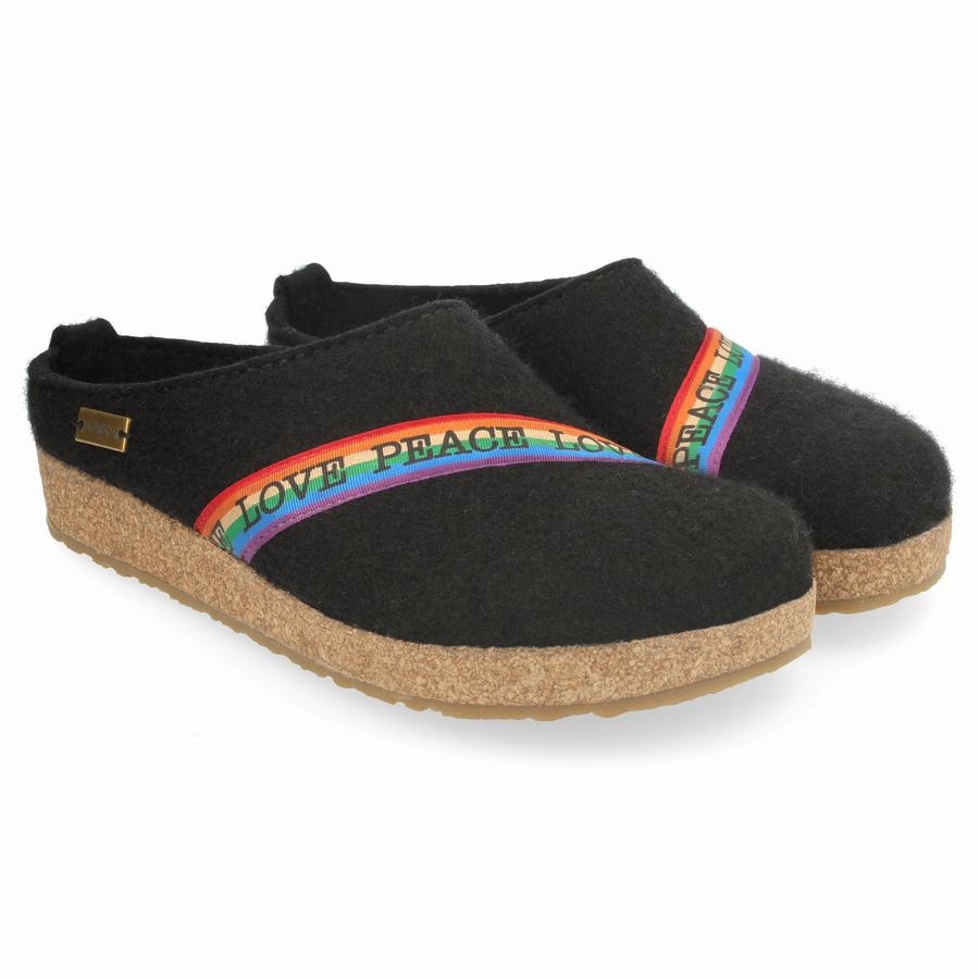 Haflinger Rainbow Clogs Damen Schwarz | GIX1337WB