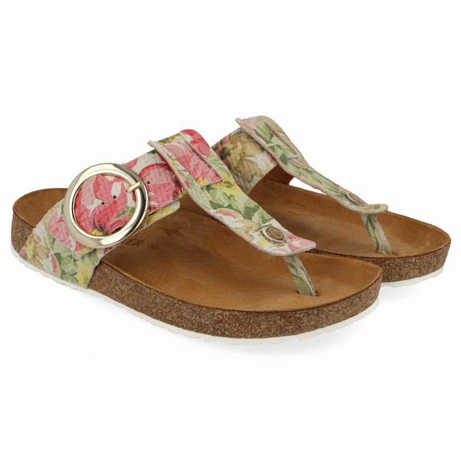 Haflinger Round Schnallen Corinna Sandalen Damen Rosa Grün | NAH47GU