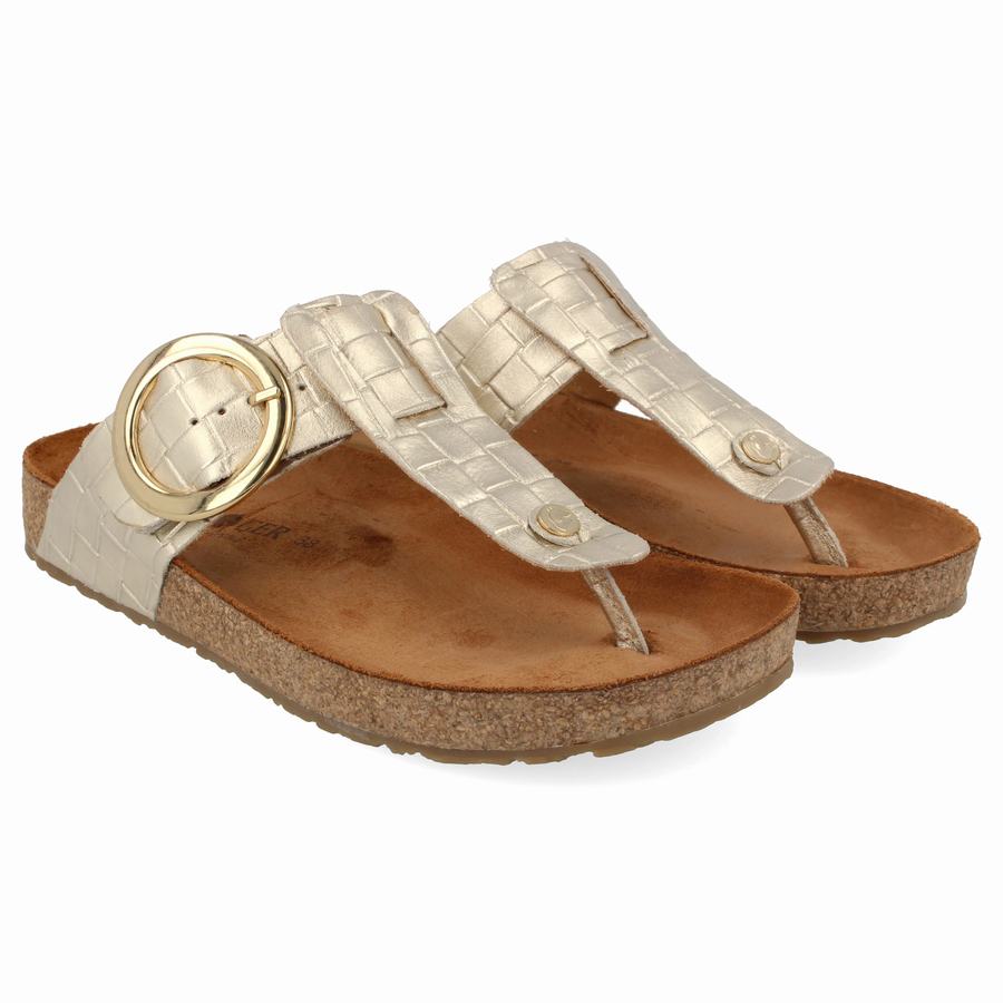 Haflinger Round Schnallen Corinna Sandalen Damen Gold | PEV7812KN