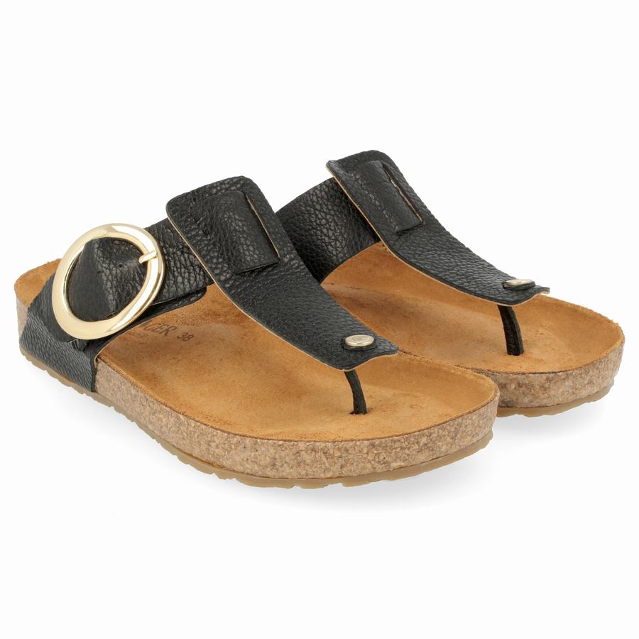 Haflinger Round Schnallen Corinna Sandalen Damen Schwarz | SPN7826GT