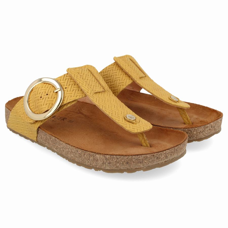 Haflinger Round Schnallen Corinna Sandalen Damen Gelb | VJC706ZB