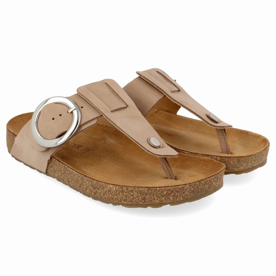 Haflinger Round Schnallen Corinna Sandalen Damen Hellbraun | WNL1683LT